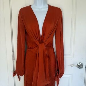PrettyLittleThing Rust Orange Dress
